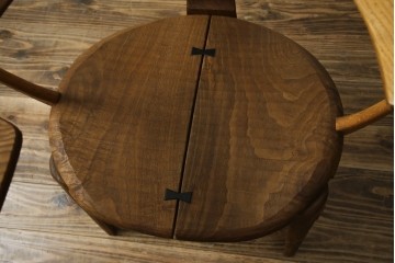 中古　美品　激レア　一点物!!　出展作品の可能性あり!!　木工作家　吉野崇裕　鉋跡仕上げ　美しい木目と力強い構造美が融合した唯一無二のアートチェア(ZEN チェア)　(R-083151)