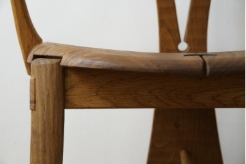 中古　美品　激レア　一点物!!　出展作品の可能性あり!!　木工作家　吉野崇裕　鉋跡仕上げ　美しい木目と力強い構造美が融合した唯一無二のアートチェア(ZEN チェア)　(R-083151)