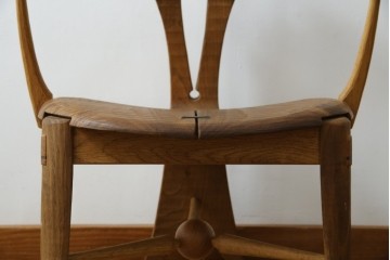 中古　美品　激レア　一点物!!　出展作品の可能性あり!!　木工作家　吉野崇裕　鉋跡仕上げ　美しい木目と力強い構造美が融合した唯一無二のアートチェア(ZEN チェア)　(R-083151)