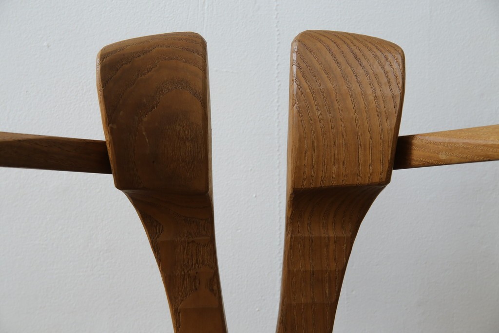 中古　美品　激レア　一点物!!　出展作品の可能性あり!!　木工作家　吉野崇裕　鉋跡仕上げ　美しい木目と力強い構造美が融合した唯一無二のアートチェア(ZEN チェア)　(R-083151)