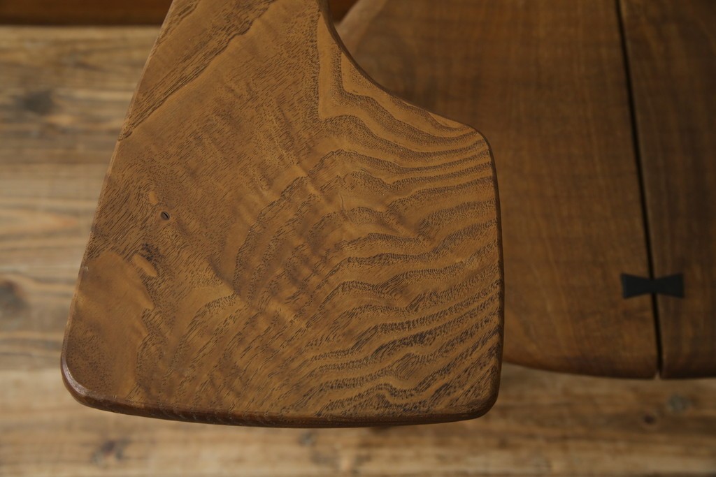 中古　美品　激レア　一点物!!　出展作品の可能性あり!!　木工作家　吉野崇裕　鉋跡仕上げ　美しい木目と力強い構造美が融合した唯一無二のアートチェア(ZEN チェア)　(R-083151)