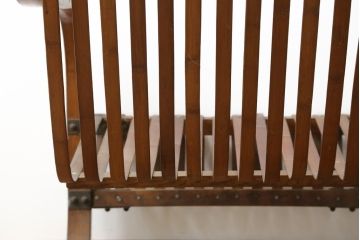 和製ビンテージ　激レア!　補強金具付き　竹興社　城所右文次　EMPRESS BAMBOO　PAT.NO.9520　サイン入り　滑らかな曲線のデザインが美しさと癒しを両立する博物館クラスのバンブーチェア(アームチェア、安楽椅子、イス、椅子、ヴィンテージ)(R-083153)
