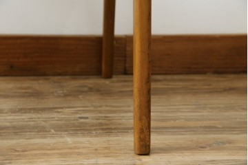 和製ビンテージ　九州　高級日田家具　アサヒ木工(アサヒファニチャー)　ビーチ材　合皮　北欧デザインがおしゃれ!!座り心地と美しさを兼ね備えたアームレスチェア(ダイニングチェア、イス、椅子、ヴィンテージ)(R-083158)