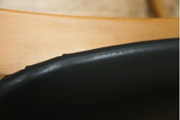 和製ビンテージ　九州　高級日田家具　アサヒ木工(アサヒファニチャー)　ビーチ材　合皮　北欧デザインがおしゃれ!!座り心地と美しさを兼ね備えたアームレスチェア(ダイニングチェア、イス、椅子、ヴィンテージ)(R-083158)