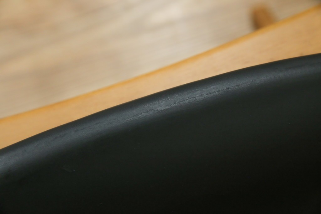 和製ビンテージ　九州　高級日田家具　アサヒ木工(アサヒファニチャー)　ビーチ材　合皮　北欧デザインがおしゃれ!!座り心地と美しさを兼ね備えたアームレスチェア(ダイニングチェア、イス、椅子、ヴィンテージ)(R-083158)