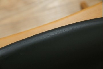 和製ビンテージ　九州　高級日田家具　アサヒ木工(アサヒファニチャー)　ビーチ材　合皮　北欧デザインがおしゃれ!!座り心地と美しさを兼ね備えたアームレスチェア(ダイニングチェア、イス、椅子、ヴィンテージ)(R-083158)