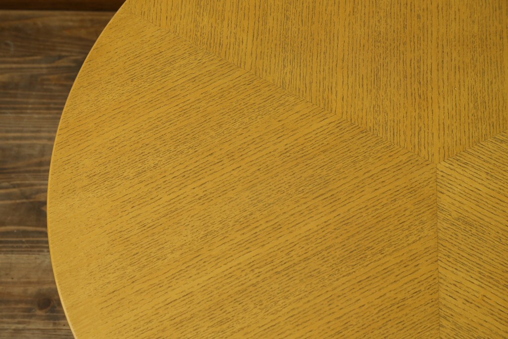 中古　超美品!!　IDEE(イデー)　長大作デザイン　YABANE LOW TABLE ROUND(矢羽ローテーブル/円)　矢羽　杢目の接ぎを活かしたデザインが印象的なローテーブル　定価約30万円　(R-083159)