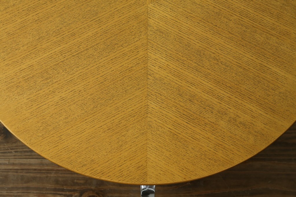 中古　超美品!!　IDEE(イデー)　長大作デザイン　YABANE LOW TABLE ROUND(矢羽ローテーブル/円)　矢羽　杢目の接ぎを活かしたデザインが印象的なローテーブル　定価約30万円　(R-083159)