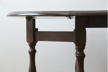 和製ビンテージ　昭和後期　松本民芸家具　M型バタフライ卓(楕円)　凝った脚のデザインが目を惹くバタフライテーブル(ドロップリーフテーブル、エクステンションテーブル、食卓、ダイニングテーブル、2人掛け、4人掛け、2P、4P、ヴィンテージ)(定価約28万)(R-083163)