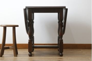 和製ビンテージ　昭和後期　松本民芸家具　M型バタフライ卓(楕円)　凝った脚のデザインが目を惹くバタフライテーブル(ドロップリーフテーブル、エクステンションテーブル、食卓、ダイニングテーブル、2人掛け、4人掛け、2P、4P、ヴィンテージ)(定価約28万)(R-083163)