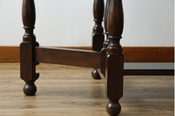和製ビンテージ　昭和後期　松本民芸家具　M型バタフライ卓(楕円)　凝った脚のデザインが目を惹くバタフライテーブル(ドロップリーフテーブル、エクステンションテーブル、食卓、ダイニングテーブル、2人掛け、4人掛け、2P、4P、ヴィンテージ)(定価約28万)(R-083163)