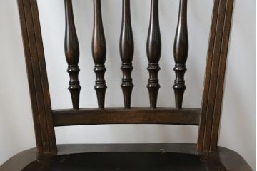 中古　松本民芸家具　クラシカルなダイニングづくりにぴったりの安川式スピンドルチェア4脚セット(板座チェア、ダイニングチェア、椅子、イス、バラ売り可能)(R-083164)