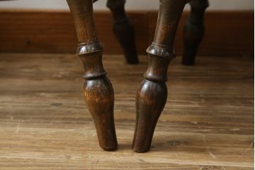 中古　松本民芸家具　クラシカルなダイニングづくりにぴったりの安川式スピンドルチェア4脚セット(板座チェア、ダイニングチェア、椅子、イス、バラ売り可能)(R-083164)