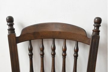 中古　松本民芸家具　クラシカルなダイニングづくりにぴったりの安川式スピンドルチェア4脚セット(板座チェア、ダイニングチェア、椅子、イス、バラ売り可能)(R-083164)