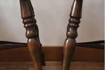 中古　松本民芸家具　クラシカルなダイニングづくりにぴったりの安川式スピンドルチェア4脚セット(板座チェア、ダイニングチェア、椅子、イス、バラ売り可能)(R-083164)