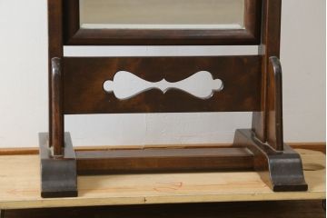 中古　美品　松本民芸家具　透かし彫りが上品なB型姿見(鏡、ミラー、置き鏡)(定価約10万円)(R-083165)