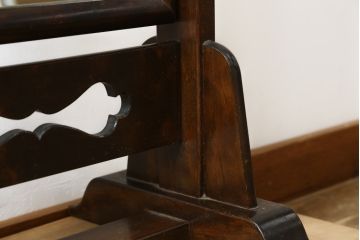 中古　美品　松本民芸家具　透かし彫りが上品なB型姿見(鏡、ミラー、置き鏡)(定価約10万円)(R-083165)