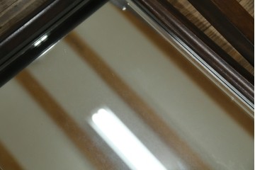 中古　美品　松本民芸家具　透かし彫りが上品なB型姿見　定価約10万円相当　(R-083165)