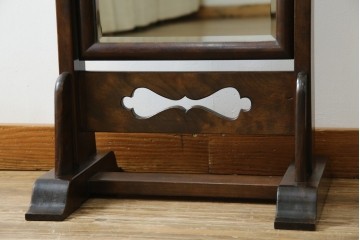 中古　美品　松本民芸家具　透かし彫りが上品なB型姿見　定価約10万円相当　(R-083165)