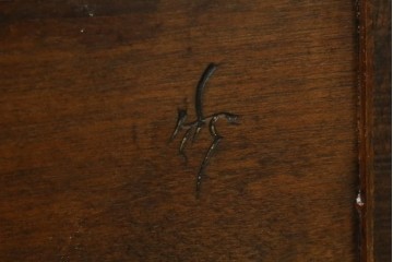 中古　美品　松本民芸家具　透かし彫りが上品なB型姿見　定価約10万円相当　(R-083165)