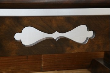 中古　美品　松本民芸家具　透かし彫りが上品なB型姿見　定価約10万円相当　(R-083165)