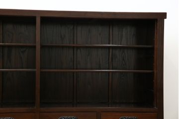 中古　民芸家具　栗材　和の趣溢れる水屋箪笥サイドボード(食器棚、収納棚、戸棚、カップボード、サイドキャビネット)(R-083172)