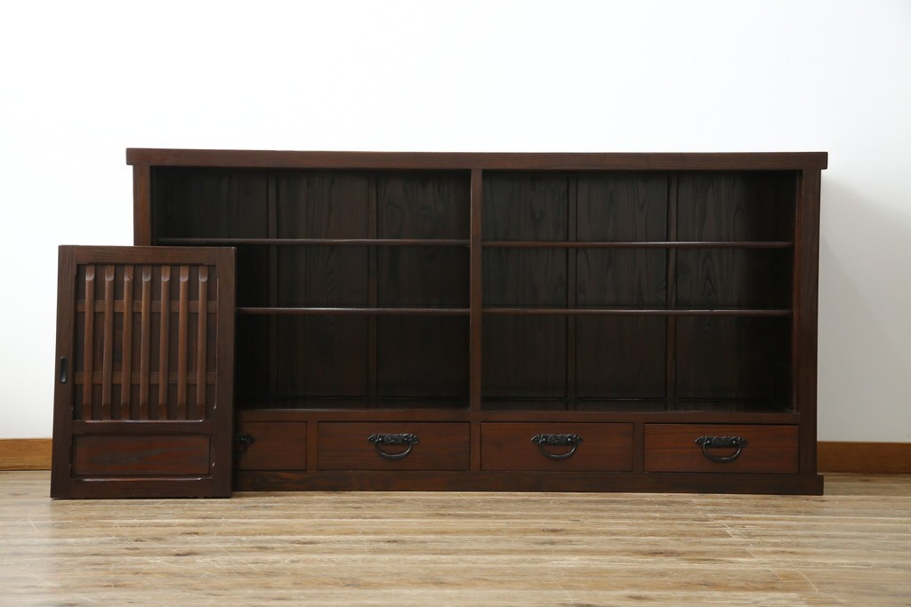 中古　民芸家具　栗材　和の趣溢れる水屋箪笥サイドボード　(R-083172)