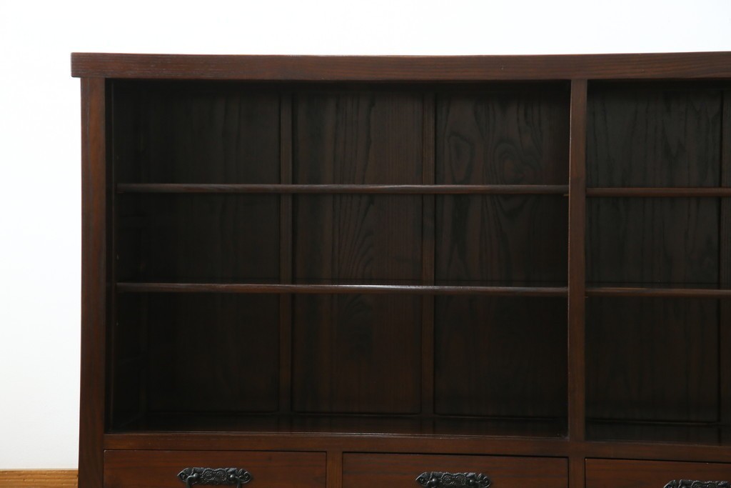 中古　民芸家具　栗材　和の趣溢れる水屋箪笥サイドボード　(R-083172)