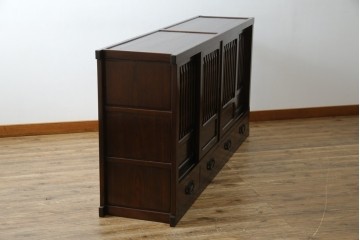 中古　民芸家具　栗材　和の趣溢れる水屋箪笥サイドボード　(R-083172)