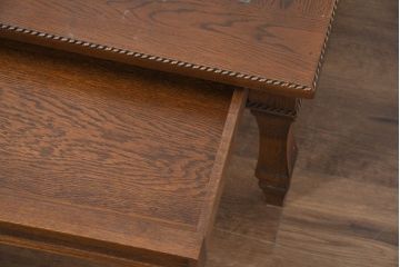中古　美品　見せる収納!!　国産職人手作り品　上質な作り込みのガラスケース付きローテーブル(センターテーブル、リビングテーブル)(定価約30万円)(R-083177)