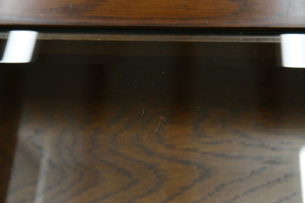 中古　美品　見せる収納!!　国産職人手作り品　上質な作り込みのガラスケース付きローテーブル　定価約30万円相当　(R-083177)