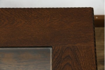 中古　美品　見せる収納!!　国産職人手作り品　上質な作り込みのガラスケース付きローテーブル　定価約30万円相当　(R-083177)