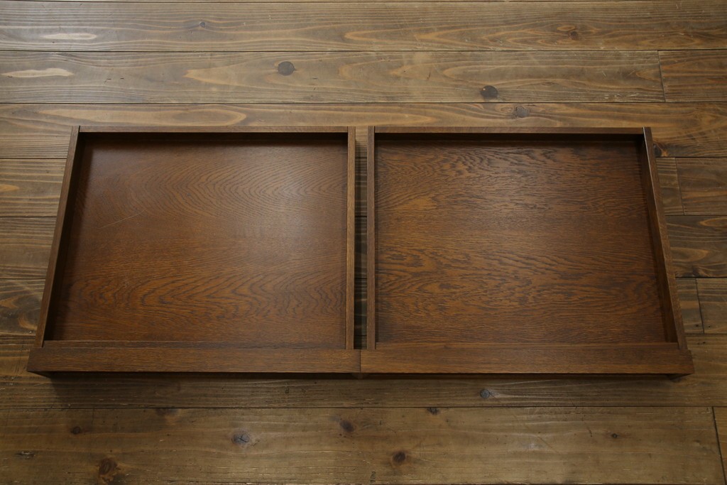 中古　美品　見せる収納!!　国産職人手作り品　上質な作り込みのガラスケース付きローテーブル　定価約30万円相当　(R-083177)