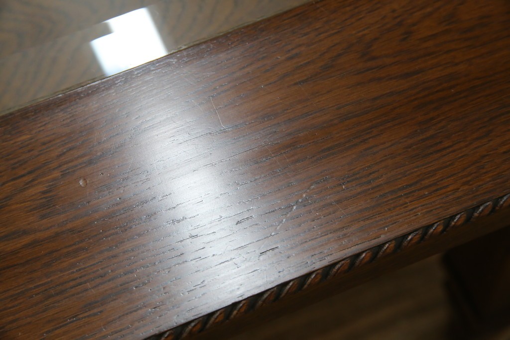 中古　美品　見せる収納!!　国産職人手作り品　上質な作り込みのガラスケース付きローテーブル　定価約30万円相当　(R-083177)