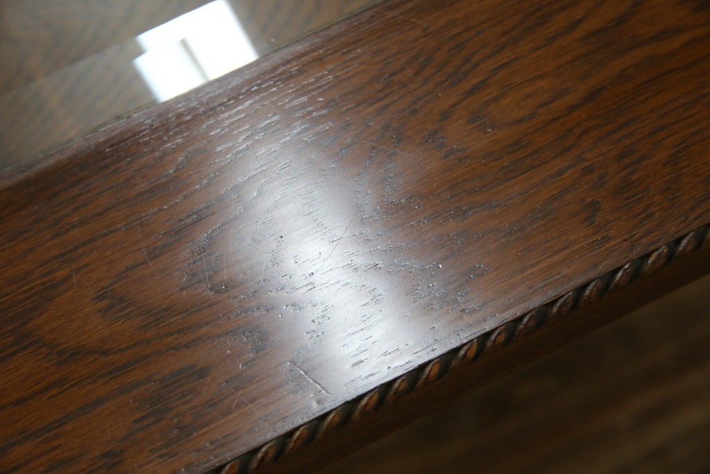 中古　美品　見せる収納!!　国産職人手作り品　上質な作り込みのガラスケース付きローテーブル　定価約30万円相当　(R-083177)