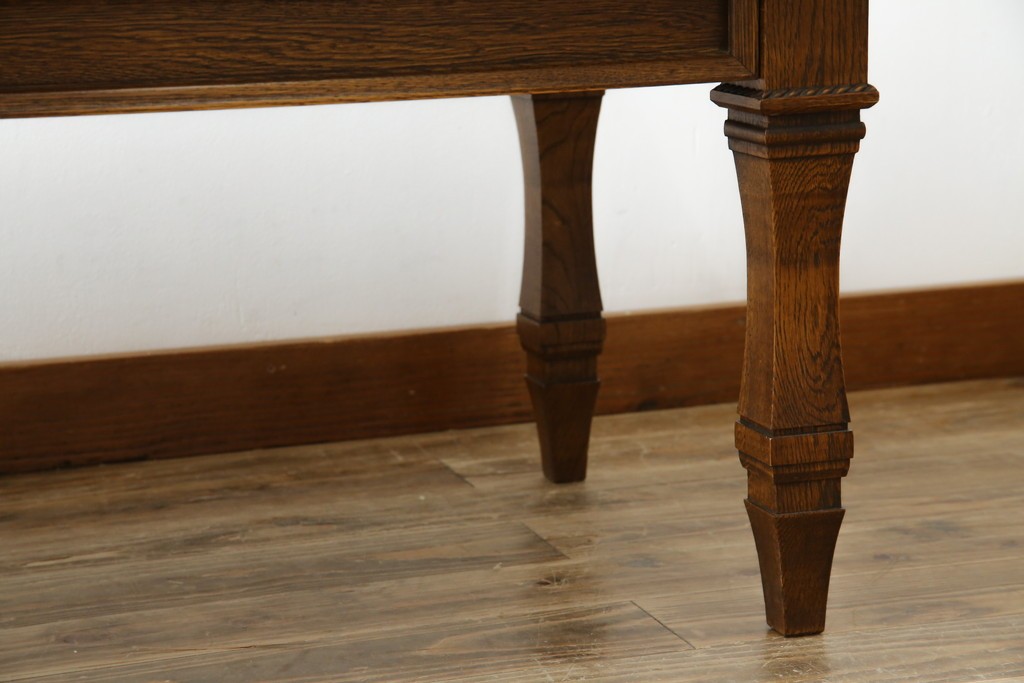 中古　美品　見せる収納!!　国産職人手作り品　上質な作り込みのガラスケース付きローテーブル　定価約30万円相当　(R-083177)