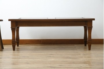 中古　美品　見せる収納!!　国産職人手作り品　上質な作り込みのガラスケース付きローテーブル　定価約30万円相当　(R-083177)