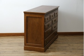 中古　美品　デパート別注　ナラ(楢)材　上質な美しさと機能性を兼ね備えた木目が魅力的なチェスト(洋服タンス、サイドチェスト、衣装箪笥、整理箪笥、収納箪笥、引き出し)(定価約34万円)(R-083178)