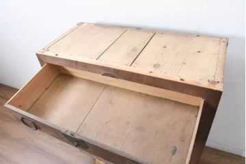 和製アンティーク　横桟引き戸の美濃帳場箪笥(収納棚、戸棚、時代箪笥、和タンス、収納箪笥)(R-083181)