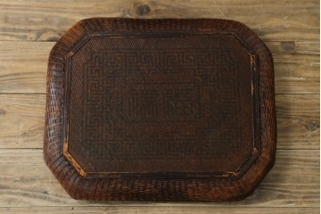 アジアンビンテージ　希少な大型サイズ　提籃(ていらん)風　職人の技が光る繊細な編み込みと透かし彫り金具が魅力的な小引き出し　(R-083183)