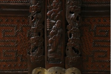 アジアンビンテージ　希少な大型サイズ　提籃(ていらん)風　職人の技が光る繊細な編み込みと透かし彫り金具が魅力的な小引き出し　(R-083183)