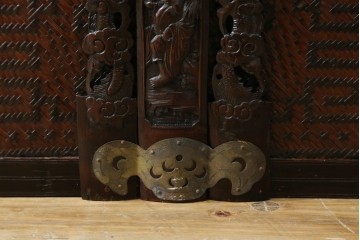 アジアンビンテージ　希少な大型サイズ　提籃(ていらん)風　職人の技が光る繊細な編み込みと透かし彫り金具が魅力的な小引き出し　(R-083183)