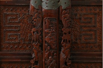 アジアンビンテージ　希少な大型サイズ　提籃(ていらん)風　職人の技が光る繊細な編み込みと透かし彫り金具が魅力的な小引き出し　(R-083183)