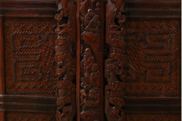 アジアンビンテージ　希少な大型サイズ　提籃(ていらん)風　職人の技が光る繊細な編み込みと透かし彫り金具が魅力的な小引き出し　(R-083183)