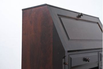 中古　超美品　北海道民芸家具　シックな色合いが魅力の片袖ライティングビューロー(ワークデスク、簿記机、在宅ワーク用、在宅用)(定価約35万円)(R-083184)