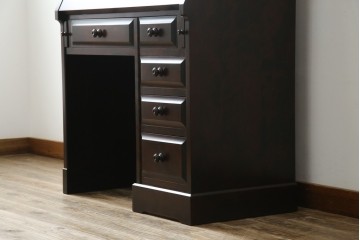 中古　超美品　北海道民芸家具　シックな色合いが魅力の片袖ライティングビューロー　定価約35万円相当　(R-083184)