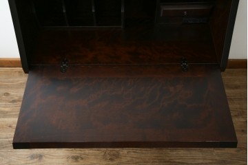 中古　超美品　北海道民芸家具　シックな色合いが魅力の片袖ライティングビューロー　定価約35万円相当　(R-083184)