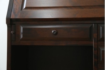 中古　超美品　北海道民芸家具　シックな色合いが魅力の片袖ライティングビューロー　定価約35万円相当　(R-083184)