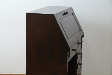 中古　超美品　北海道民芸家具　シックな色合いが魅力の片袖ライティングビューロー　定価約35万円相当　(R-083184)