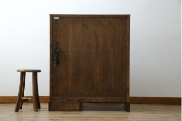 中古　超美品　北海道民芸家具　シックな色合いが魅力の片袖ライティングビューロー　定価約35万円相当　(R-083184)